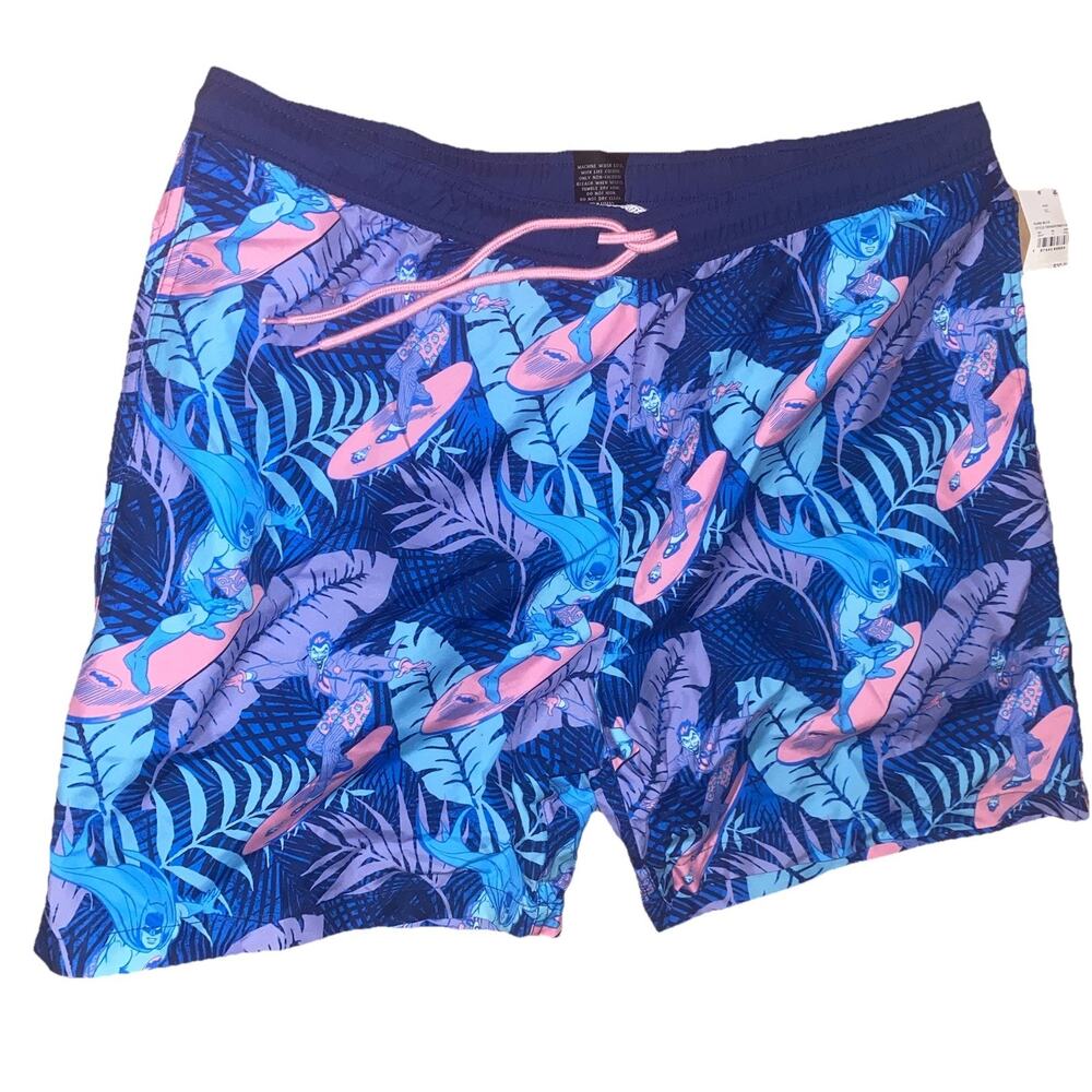 Batman Men's Elastic Waist Surf Swim Shorts Trunks Swimwear Bottoms Dark Blue XL